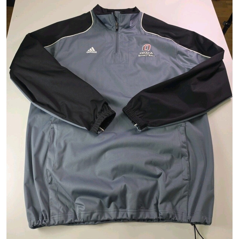Rare Omaha Mavericks UNO Basketball Adidas Athlete Worn 1/4 Zip Adjustable XL